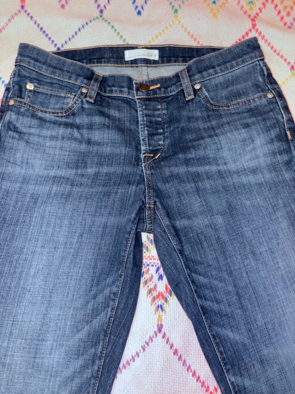 LOFT Dark Blue Boyfriend Jeans Women’s Size 27/4 - Picture 2 of 10